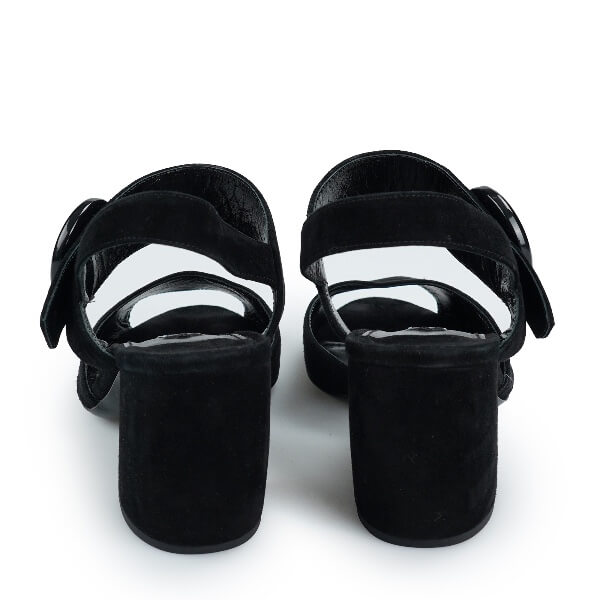 Prada - Black Suede Heeled Sandals